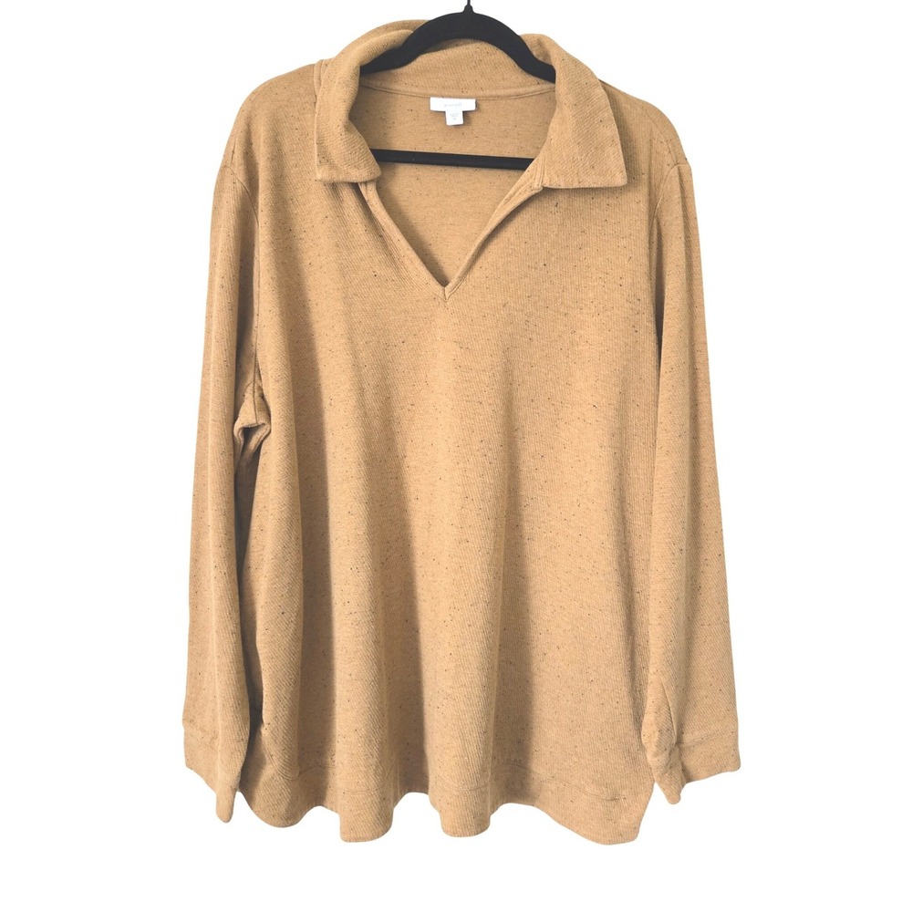 Pure Jill 2X J. Jill Mustard Yellow Speckled Knit Tunic Top Womens‎ V-Neck